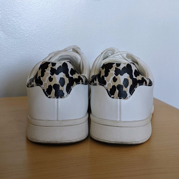 White Sneakers with Leopard Print Detail - Picture 3 of 6